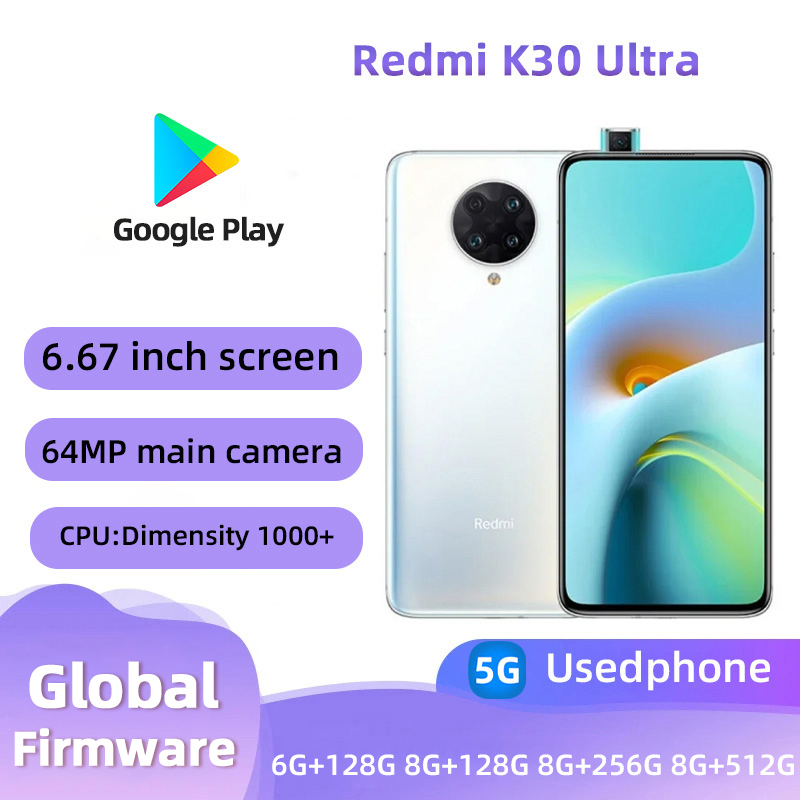 Redmi K30 Ultra 5G Android 6.67 インチ RAM 6GB ROM 128GB MediaTek Dimensity 1000 中古電話