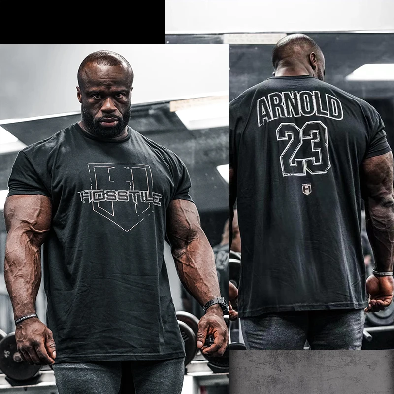 敵対的な半袖フィットネスアメリカンルース筋肉タフガイトップ通気性スポーツアーノルドクラシック Tシャツオーバーサイズ男性服