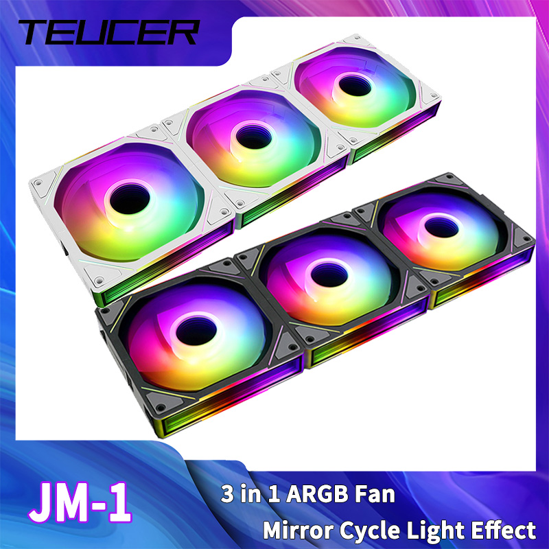 TEUCER JM-1 コンピューターケースファン ARGBミラーサイクルライトエフェクト 120mm 4ピン PWM PC冷却ファン 低騒音 水冷ファン