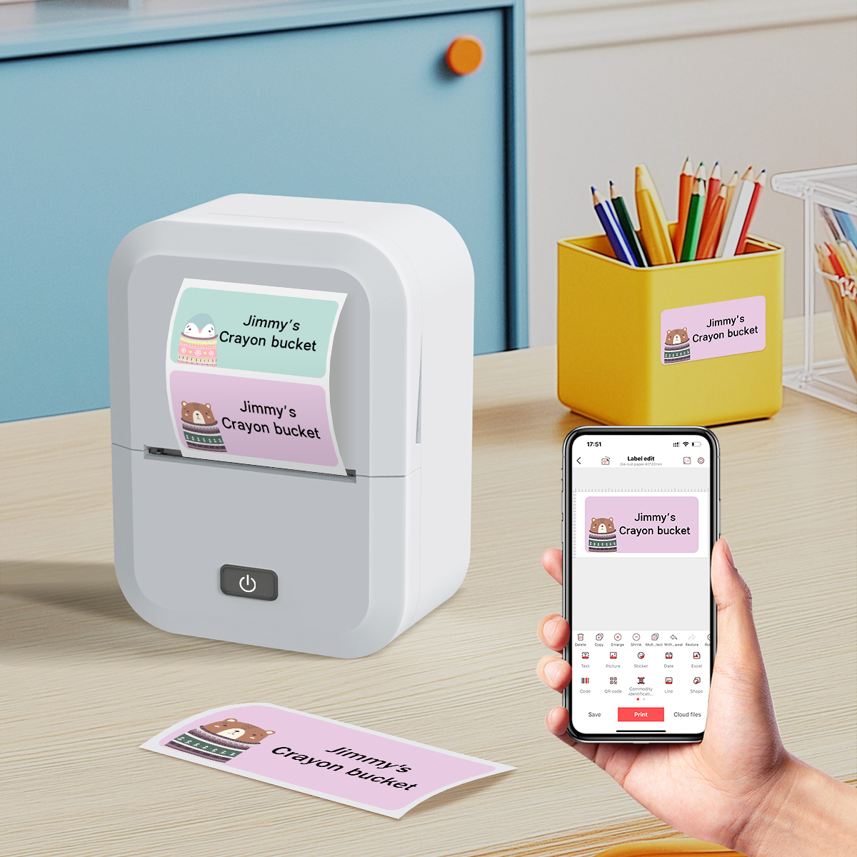 Marklife ポータブルラベルプリンター X2 ミニワイヤレス Bluetooth 互換インクレスステッカーメーカープリンタータグプライスマシン