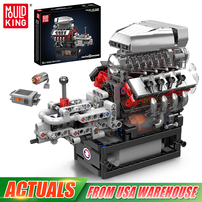 モールドキング 10225 テクニカルエンジンおもちゃ電動 V8 車エンジンビルディングブロックアセンブリエンジンレンガセット子供のクリスマスギフト