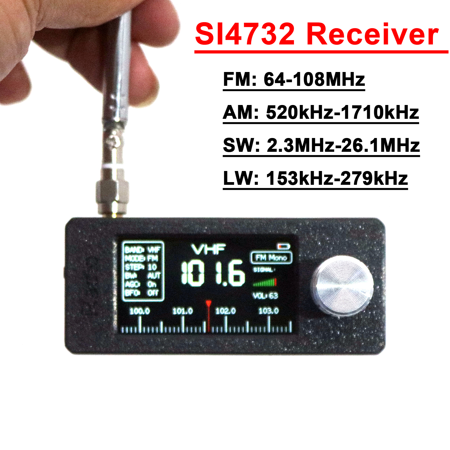 Pocket ESP32S3 SI4732 レシーバー デジタル ディスプレイ オールバンド DPS ラジオ SW LW AM FM SW ラジオ局放送中波短波