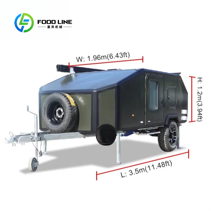 カスタマイズされたサイズ電動ブレーキキャンピングカートラベルトレーラー標準ミニ RV トレーラー