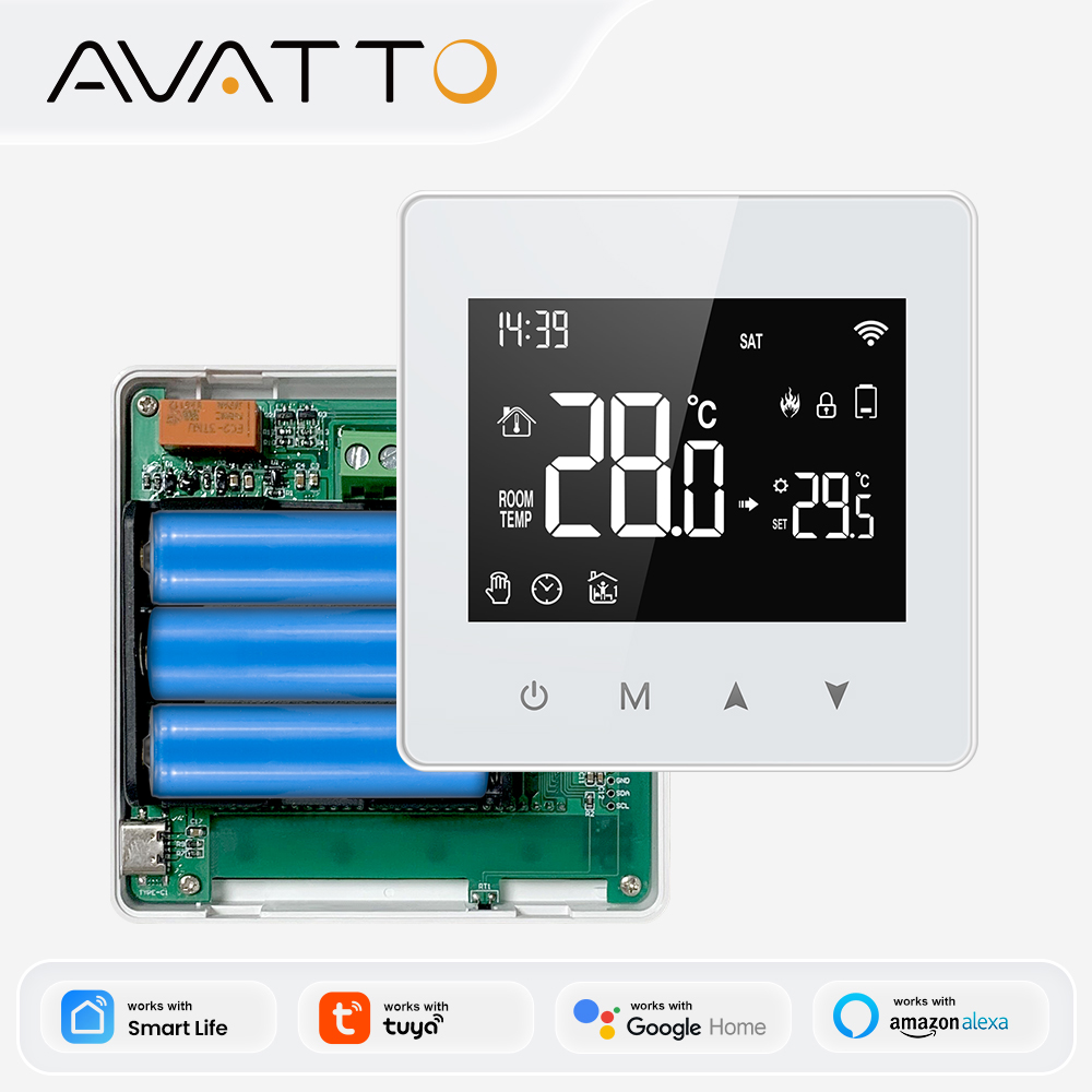 AVATTO WiFi/ZigBee スマートサーモスタット、低電力バッテリー水ガスボイラー温度コントローラー Tuya Alexa Google ホームアリス用