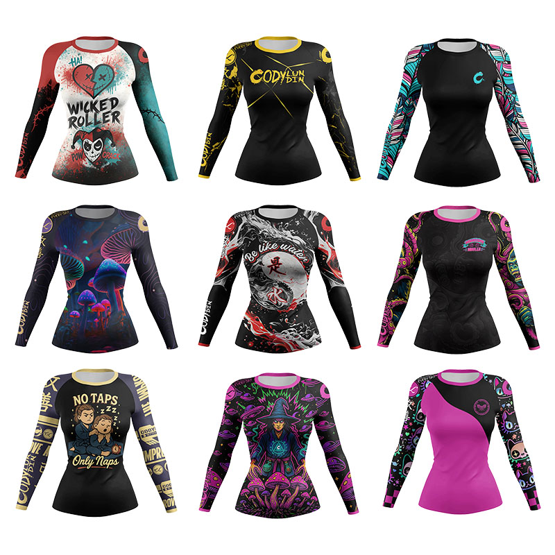 Cody Lundin レディース 女性ラッシュガードジム服 MMA 圧縮スポーツウェア柔術ラッシュガード Tシャツボクシンググラップリングシャツ