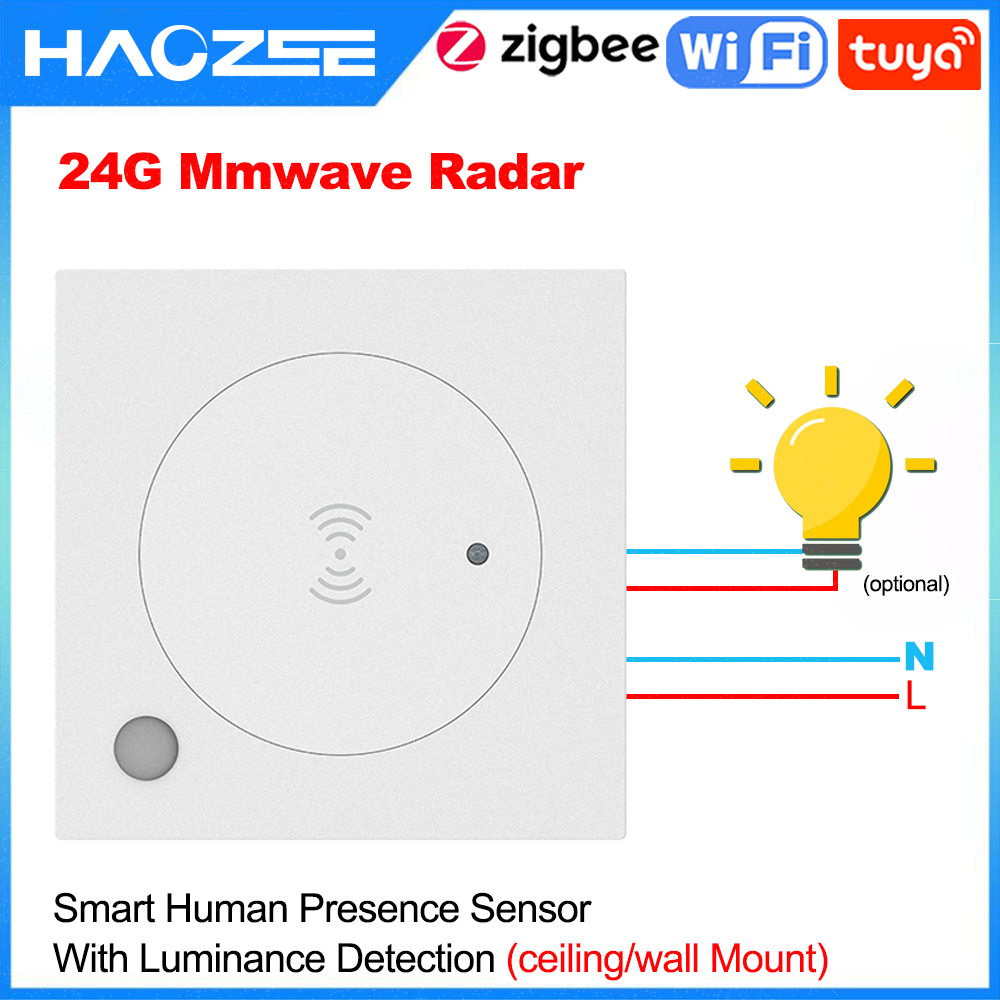 Haozee Tuya WiFi/ZigBee 24 グラムミリ波レーダースマート人間の存在照明検出器サポートライトスイッチ 95 〜 250 V