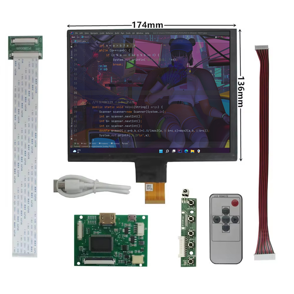 8 インチ 1024*768 IPS スクリーンディスプレイ LCD モニタードライバー制御ボード HDMI 互換ラテパンダ、ラズベリーパイバナナパイ PC