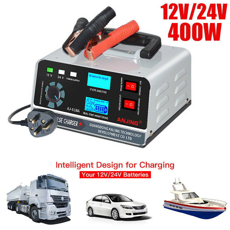 車 400 ワット 40A スマートバッテリー充電器 12 V/24 V 自動車バッテリー充電器トリクルスマートパルス修理車のトラックボートオートバイ
