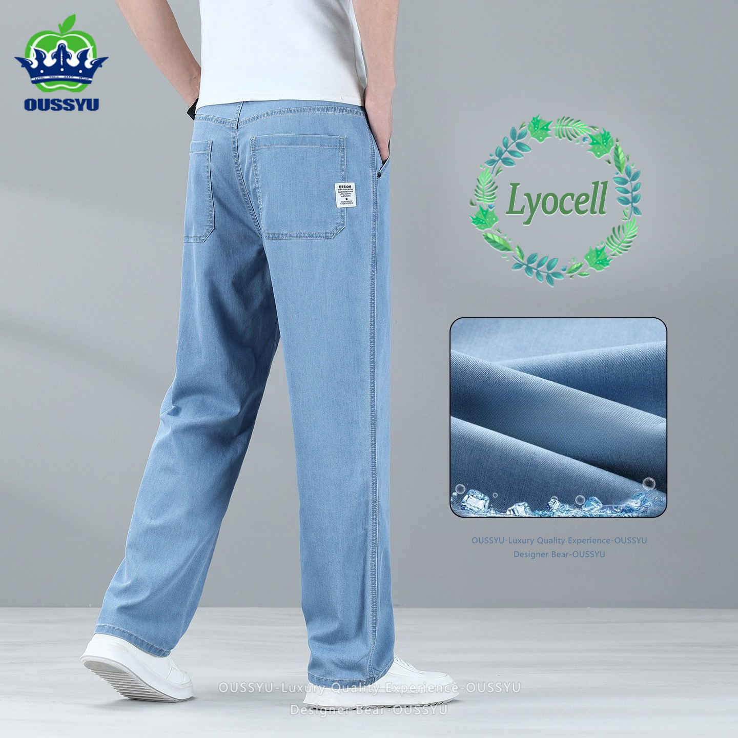 Luxury Lyocell Jeans Men Summer Thin Business Baggy Straight Casual Denim Pants Man Breathable Work Trousers Male Plus Size 40
