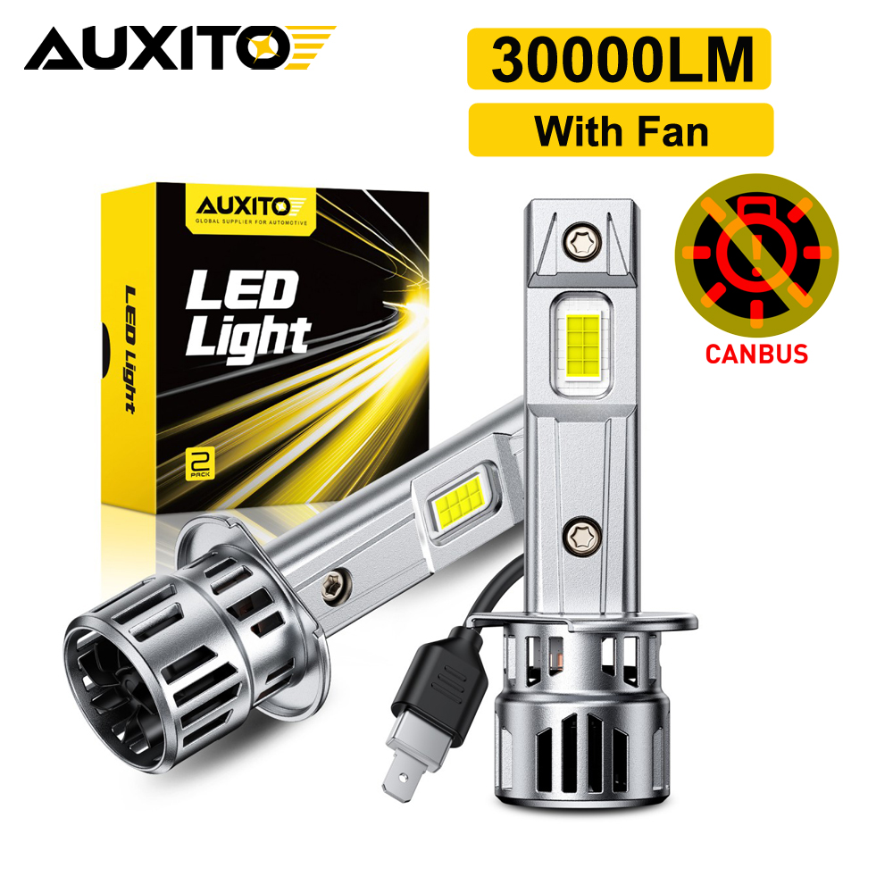 AUXITO 2 個ターボ H1 LED 電球ヘッドライト Canbus エラーなしフォードフィエスタモンデオ MK4 フォーカス MK2 ギャラクシートランジット車ランプ 30000LM 12V