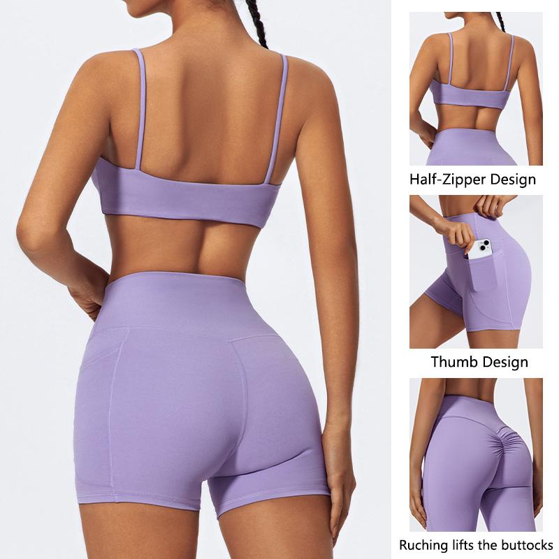 Ctenkevet 女性ツーピースジムトレーニングセット女性のブラジャーヨガセット 2ps ショーツフィットネスウェア女性ダンストレーニングフレアスポーツウェア