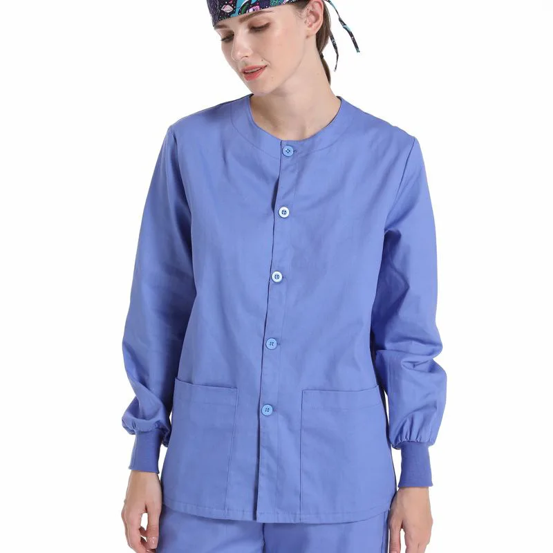 Women's Scrub Jacket Long Sleeves for Surgical Doctors Nurse Healthcare Work
