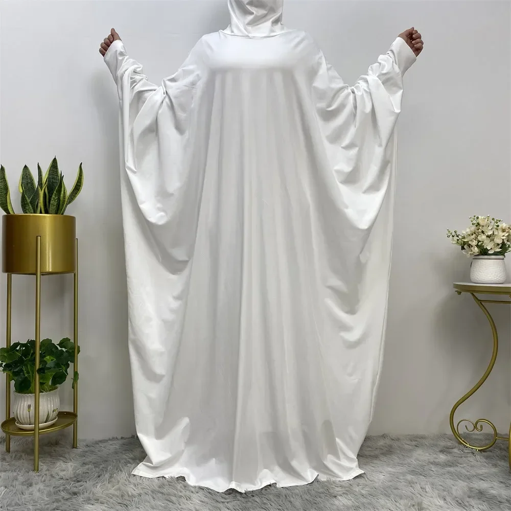 フード付きアバヤイードイスラム教徒の女性の祈りの衣服バットウィングスリーブドレスイスラムアバヤカフタンドバイトルコローブオーバーヘッドブルカカフタン