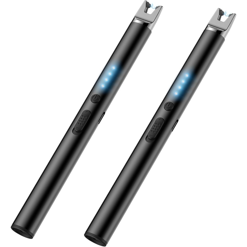 2 パック USB 充電式プラズマアークライター防風フレームレスロングライターグリルキッチン花火用理想的なユニセックスギフト