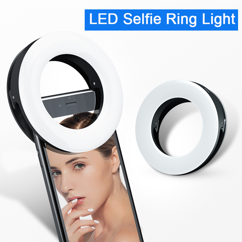 ポータブル LED Selfie リングライトフラッシュ携帯電話のラップトップ補助光 Youtube VK ビデオ USB 充電式クリップリングランプ