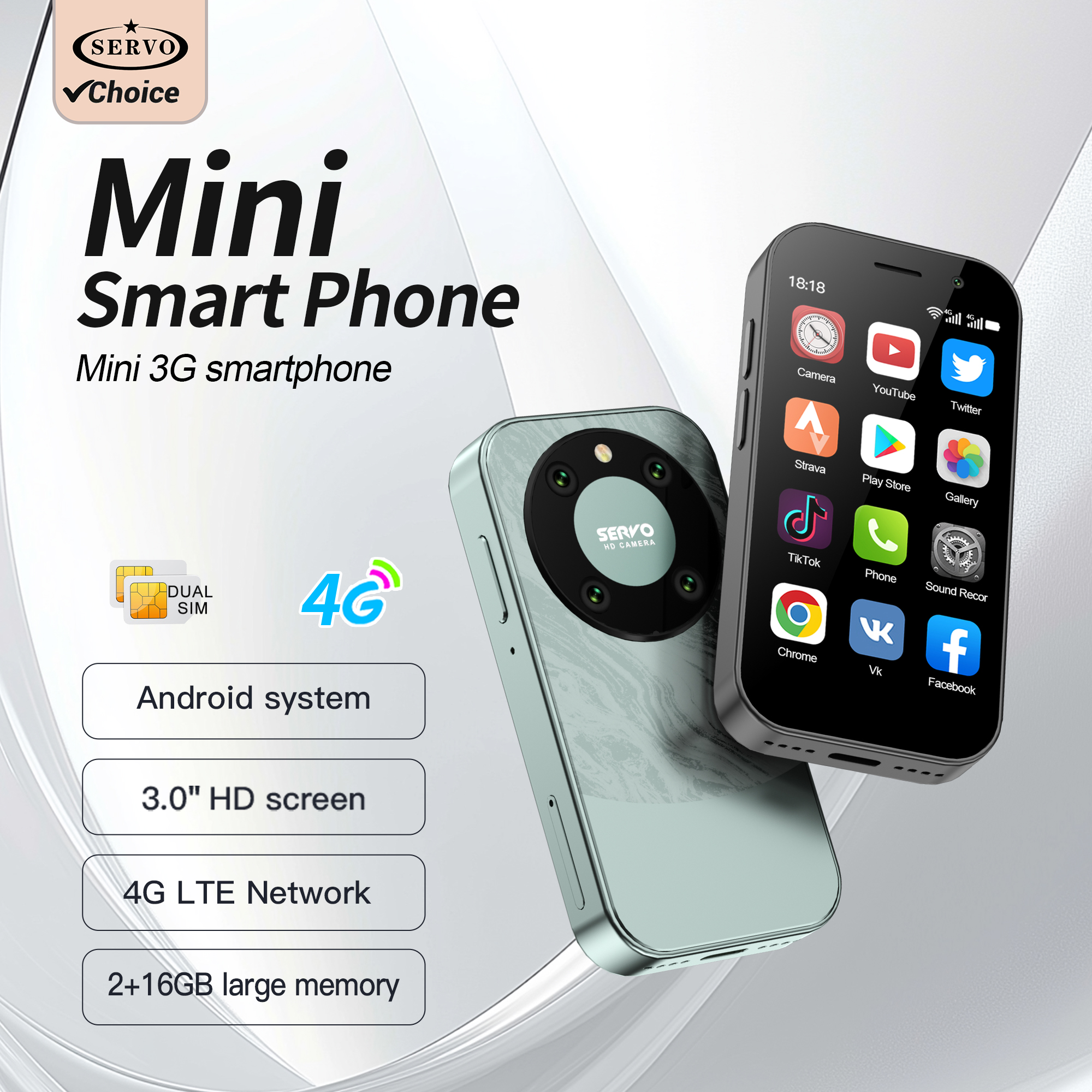 Global Version KING9000 4G Mini Smartphone 3.0" Dual SIM 16GB+2GB Android OS Google Play Original Small Mobile Phone Google Play