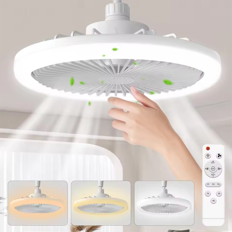 回転可能な 3in1 シーリングファンライト E27 LED コンバータベーススマートリモコン寝室のファンランプ研究キッチン家の装飾
