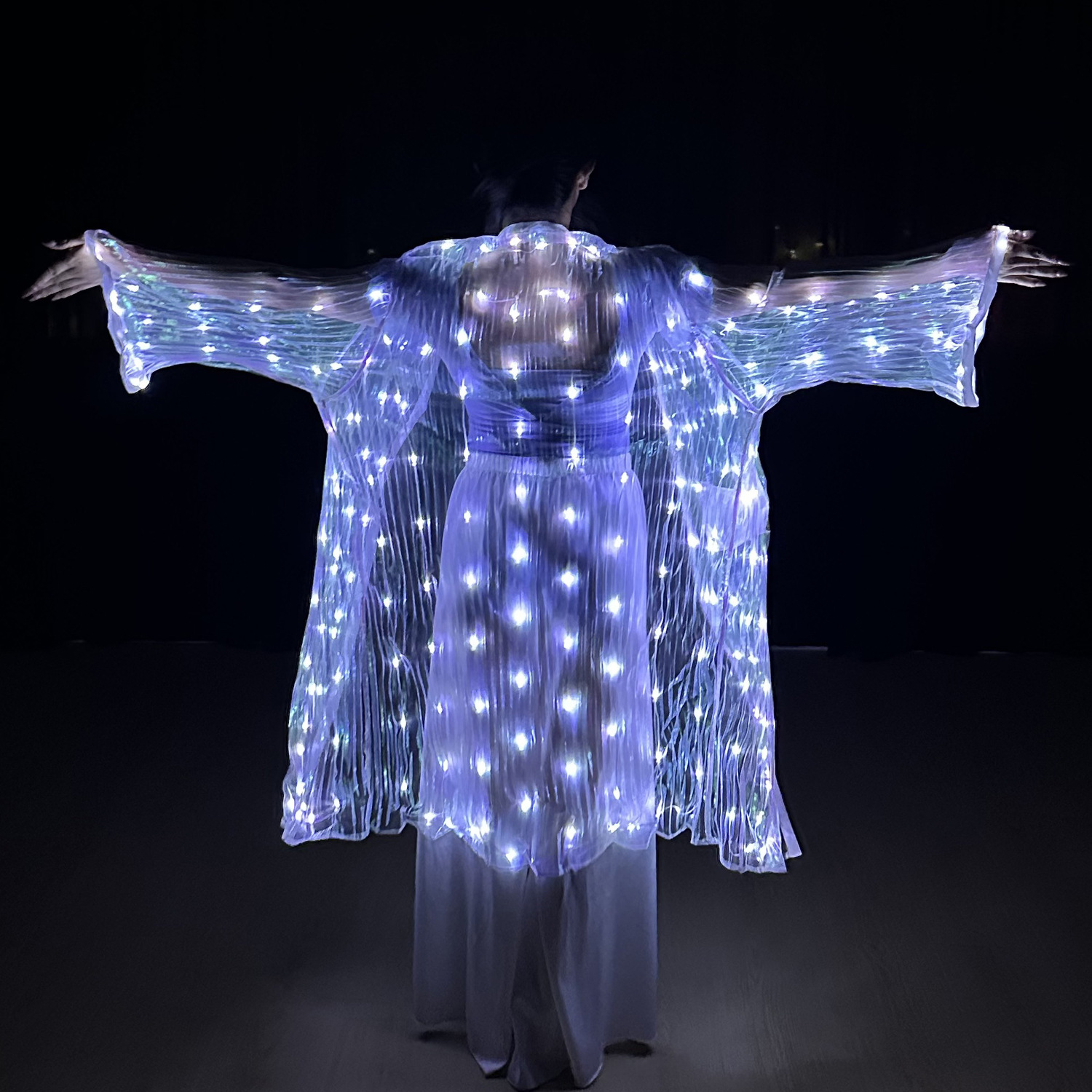 ファンタジー LED 衣装女性ホワイトライトアップ服天使コスプレダンサーステージパフォーマンスの摩耗 2026 新しい
