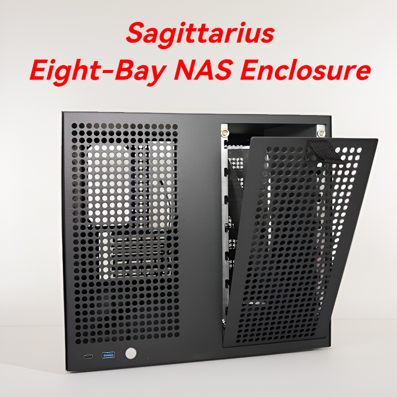 8 ベイ Nas シャーシ、バックプレーン Sagittarius ATX 電源、MATX マザーボード、フルハイト PCIe スロット付き
