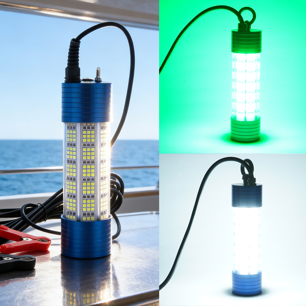 1pc 150W-300W ハイパワー水中魚ルアーライト、夜間に大規模な水中照明を提供して魚を引きつけます、12V