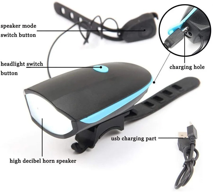 Waterproof 3 Modes Bicycle Headlight USB Rechargeable Mountain Bike LED Flashlight Safety Night Riding Bike Accessories