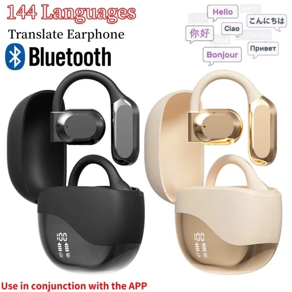 AI 翻訳イヤホン Bluetooth リアルタイム翻訳ヘッドフォン 双方向インスタント音声翻訳イヤーフック ビジネス旅行用