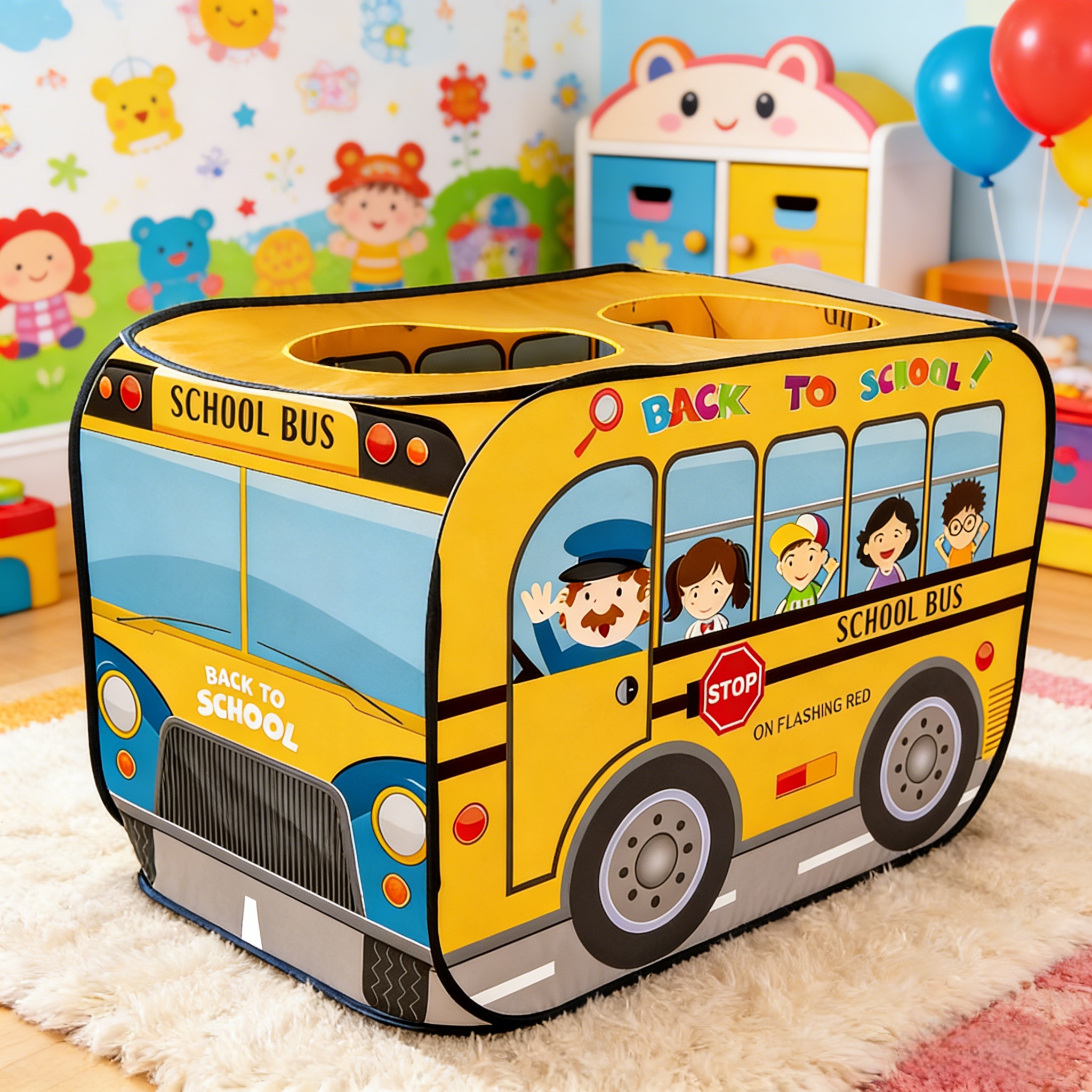 子供用の楽しい折りたたみプレイテント - 簡単にポップアップ、組み立て不要、車のデザイン、耐久性のあるポリエステルとスチールフレーム、男の子と女の子向けのプレイハウス、ホリデーギフト、ビーチおもちゃ