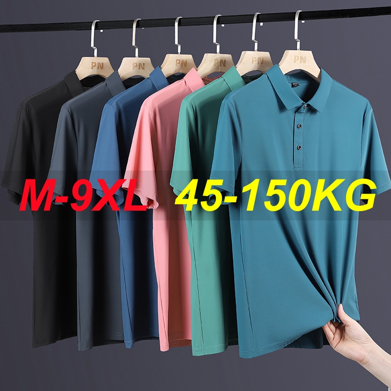 夏プラスサイズ 7xl 8xl 9xl ポロシャツ男性速乾アイスシルク通気性ポロメンズオーバーサイズビジネスポロシャツブランド服