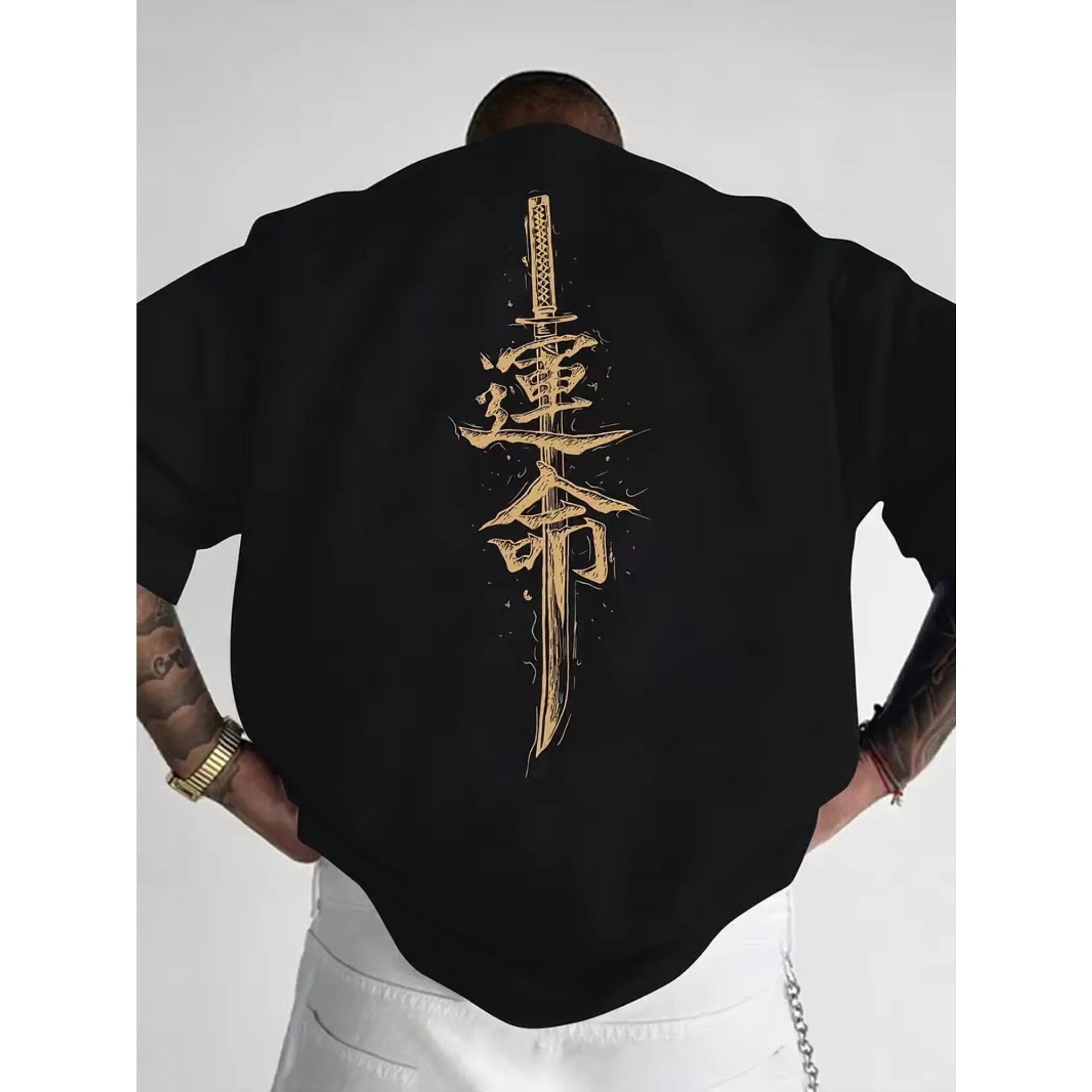 夏のファッション日本サムライソードプリント 100% 純綿メンズ Tシャツデイリーアウトドアスポーツカジュアルルーズストリート半袖