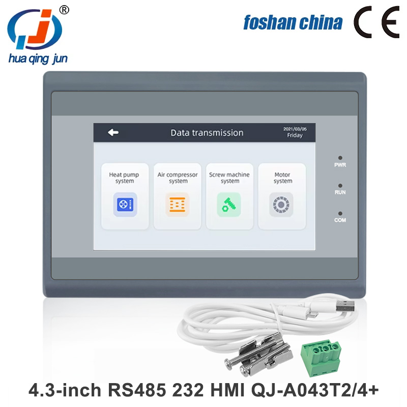 Huaqingjun 4.3 "TFT LCD タッチスクリーン RS485 232 422 通信 DC10-30V Modbus RTU HMI PLC 用