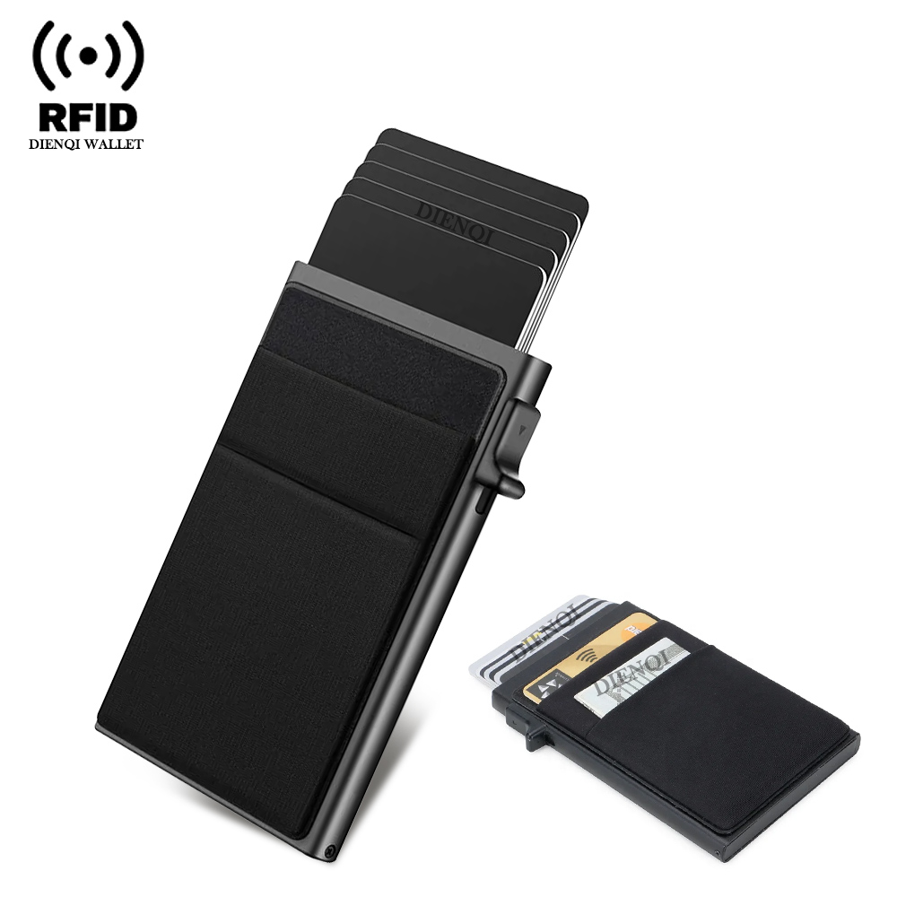 Rfid クレジットカードホルダー男性薄型スリムミニミニマリスト財布高級メタル銀行 ID カードホルダーケース財布男性のための Carteras \[]pl/