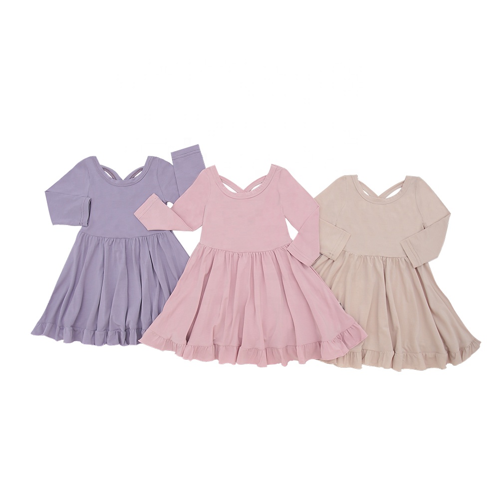 甘い夏のノースリーブドレス女の子子供服フリルリボン O ネックと無地の女の子の小さな服