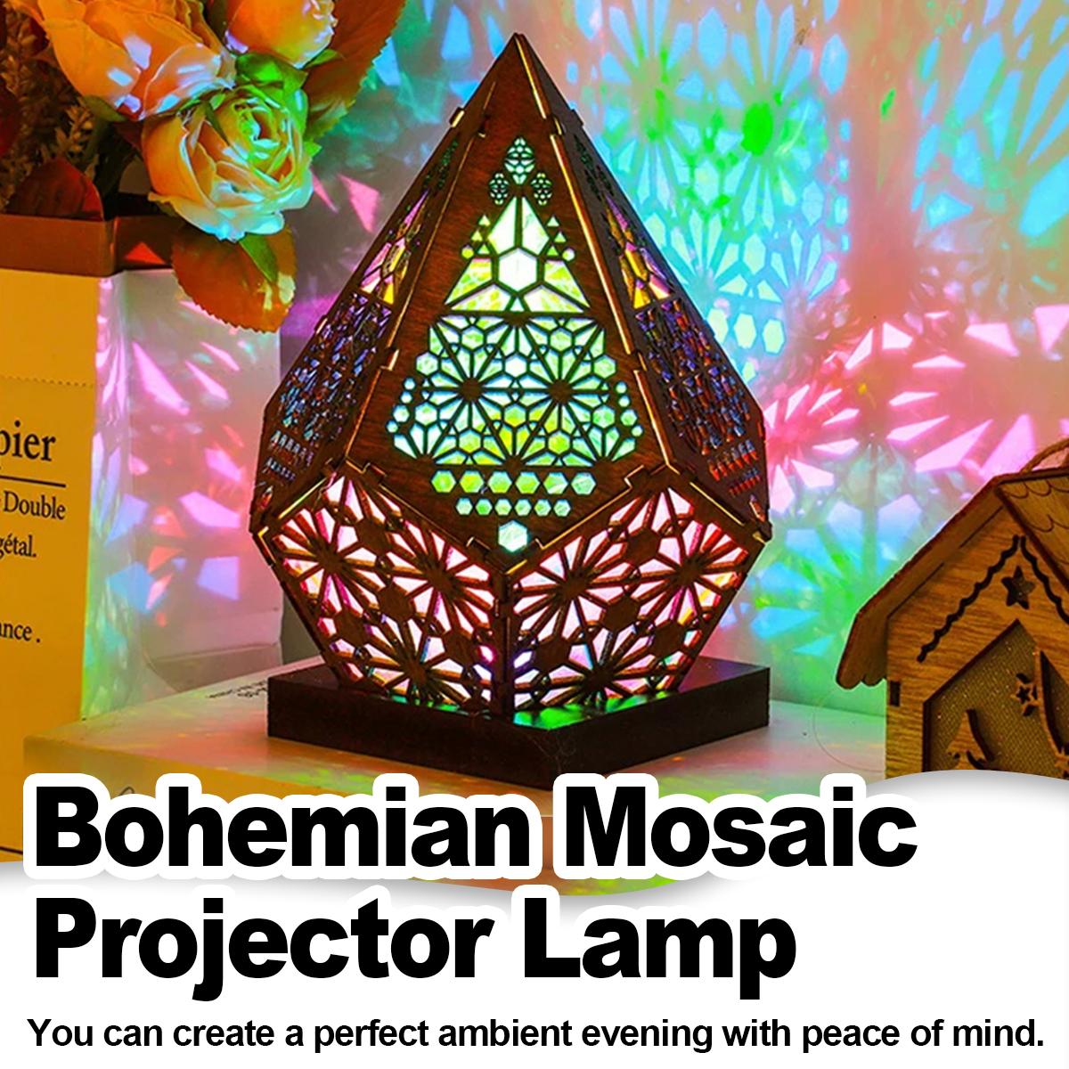 Usb ボヘミアン Led 投影テーブルランププロジェクターレトロスターライト夜の雰囲気装飾ホームフロア 3D カラフルな木製デスク