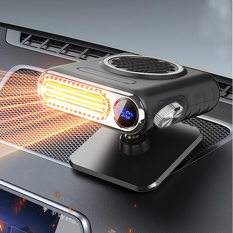 Electric Heater Fan with Digital Display Fast Heating Fan 12V/24V Car Heater Winter Car Speed Heating Fan Defogging Heating