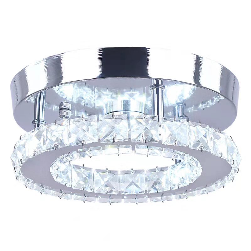 現代のラウンドクリスタル Led シャンデリア高輝度省電力 LED ランプ通路バルコニー LED シャンデリア LED 光沢シャンデリア照明