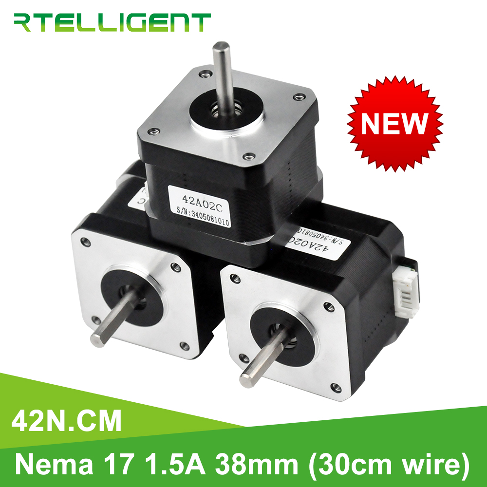 Rtelligent Nema 17 ステッピング モーター 38 ミリメートル 42motor Nema17 42BYGH 42N.cm (59.5oz.in) 3D プリンター印刷 XYZ 用 4 リード ステッピング モーター