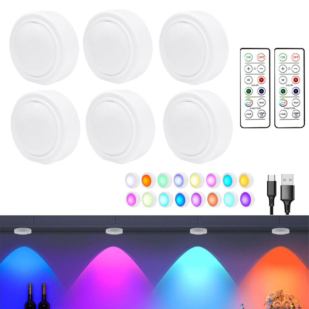 RGB 16 色 LED アンダーキャビネットライト USB 充電式調光可能なワインキャビネットライト リモコン付き 寝室 リビングルーム用