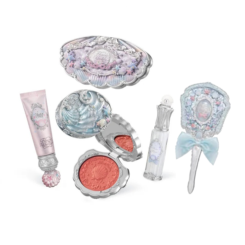 Flowerknows シェルのジュエルメイクアップギフトセットアイブラッシュリップグレーズセッティングパウダー修正プライマー女性のためのフルキット