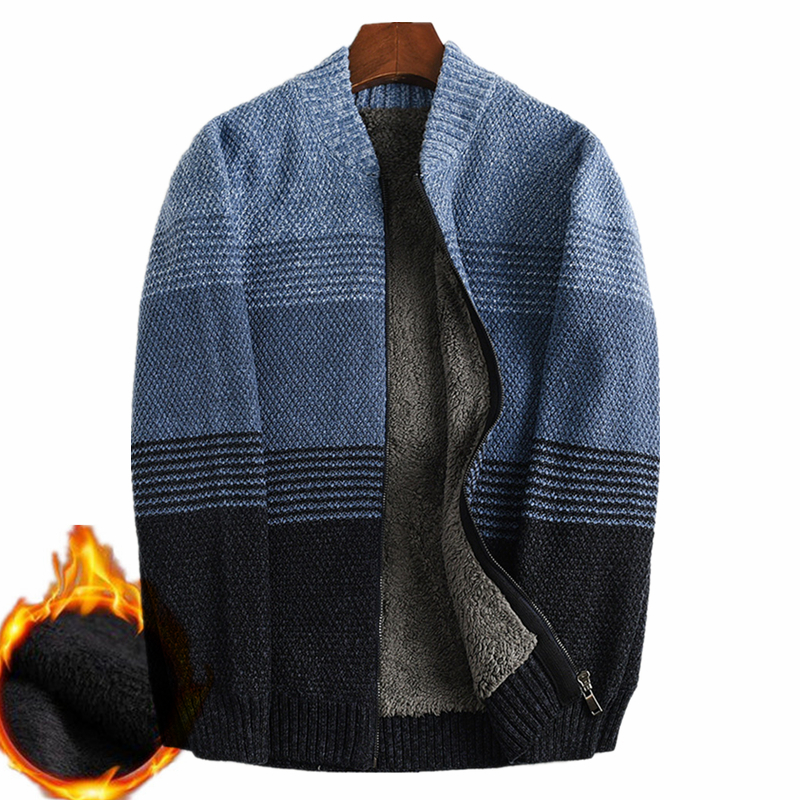 メンズ冬厚く暖かい雪綿カーディガンセーターレインボーカラープラスサイズ 5XL 6XL 7XL スウェットコート寒い天候用
