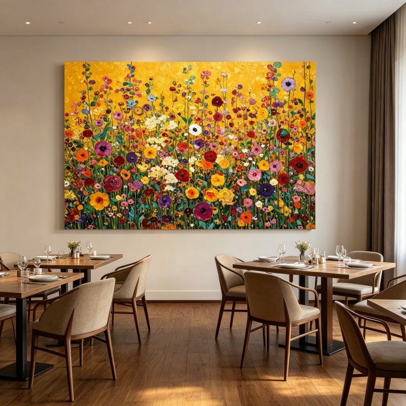 鮮やかな花の壁アート抽象花キャンバス絵画グスタフ・クリムトカラフルな野の花ポスター印刷用リビングルームオフィス