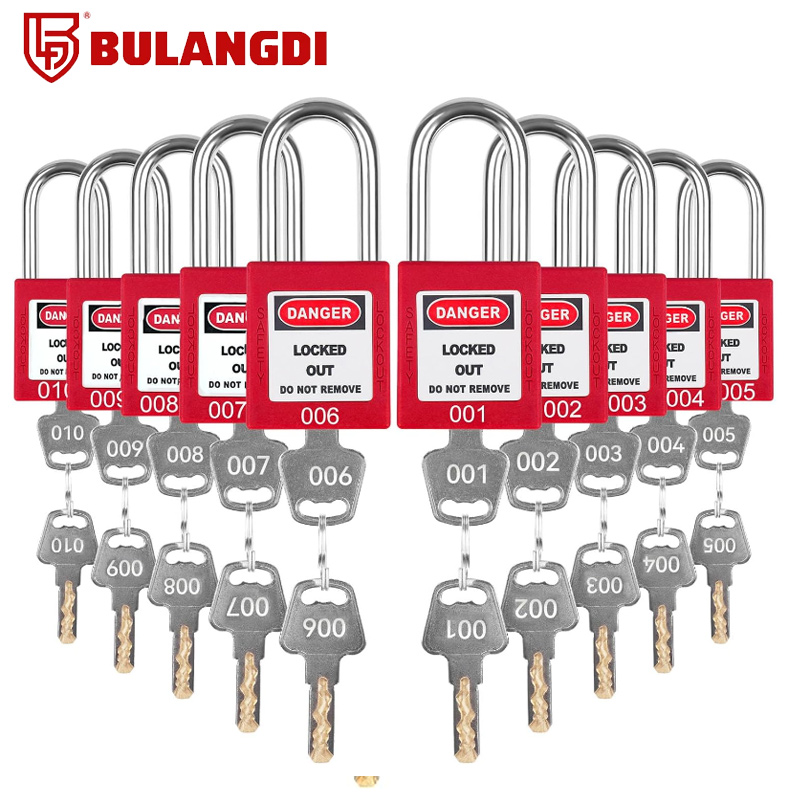 10 個ロックアウト/タグアウト鋼工業用 Seguridad 安全南京錠赤黄緑黒青ミニロックアウト南京錠 2 キー付き