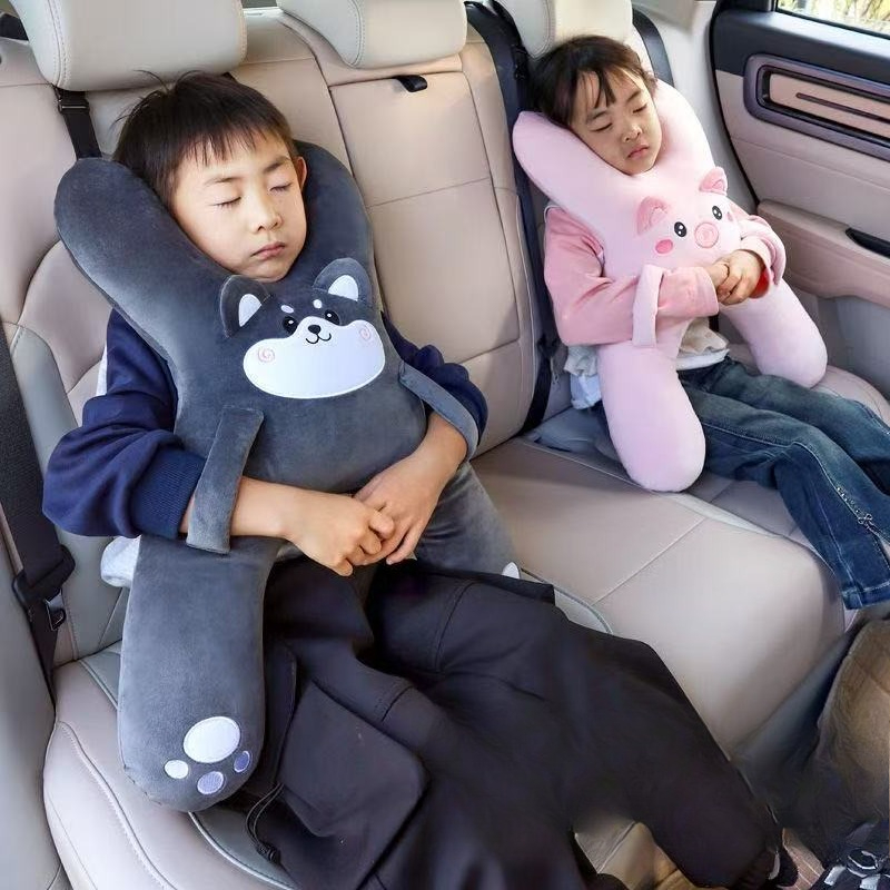 Car Neck Pillow with Seat Belt Safety Sleep Kids Aid Prevent Leaning Head Back Seat Sleeping Comfort During Long Distance Travel