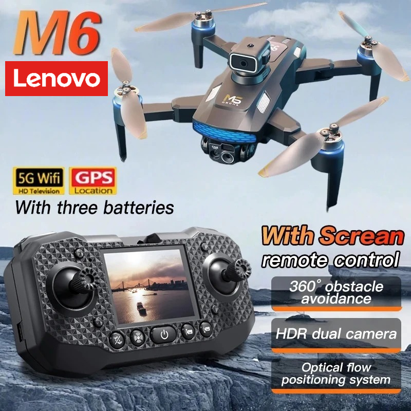 レノボ M6 ドローン 8K プロフェッショナル 4K カメラドローン 5G WIFI FPV ビデオ大画面リモコン RC Dron Quadcopter