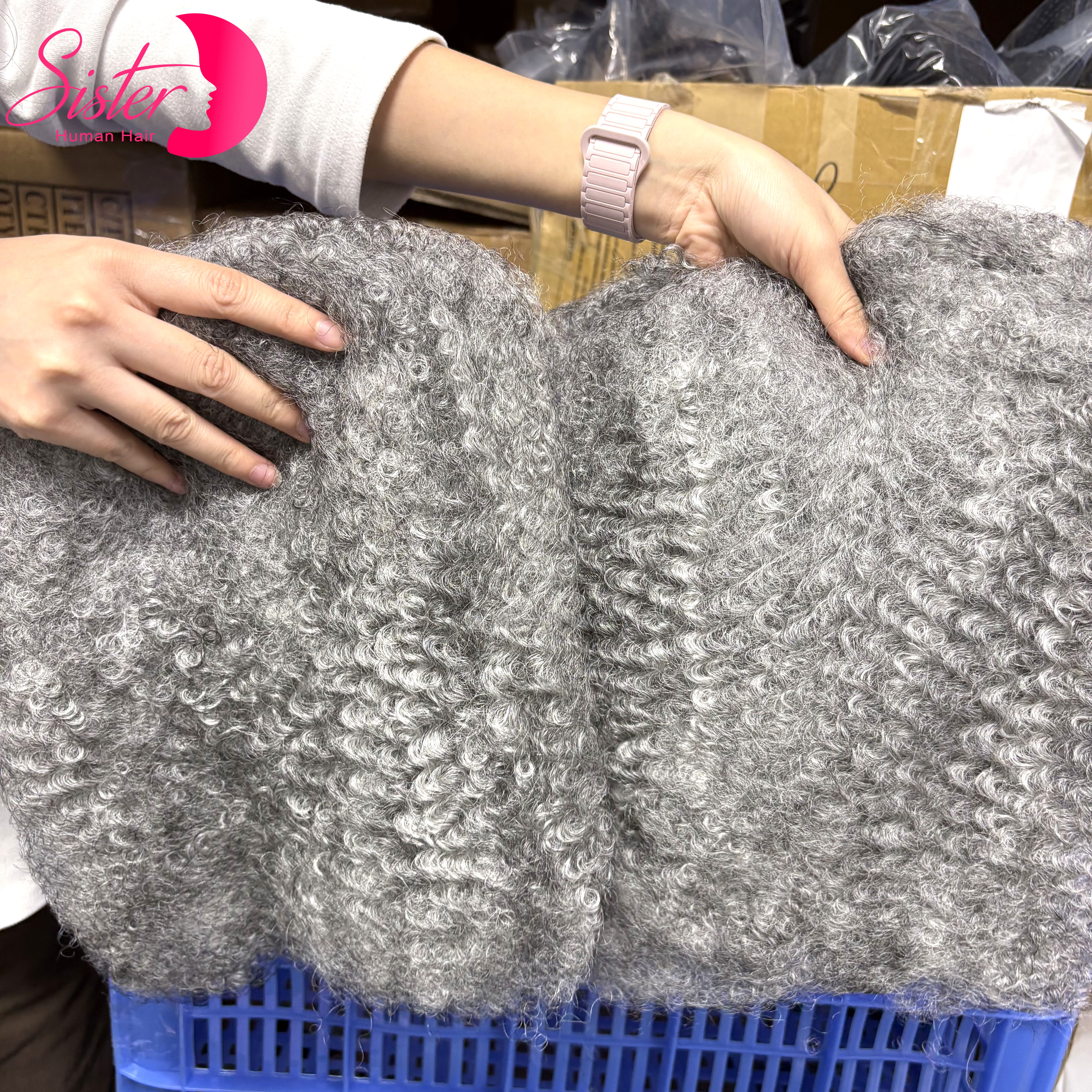 50 グラム/パックグレー 4C アフロ変態バルク人毛ツイスト Loc 修復編組ドレッドエクステンション 100% 人毛バルクエクステンション