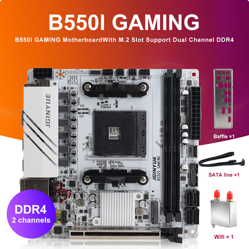 JINGYUE B550I ゲーミングマザーボード AM4 PCIe 4.0 デュアル M.2 DDR4 Mini-ITX AMD Ryzen 5000 4000 ゲーミング PC 用