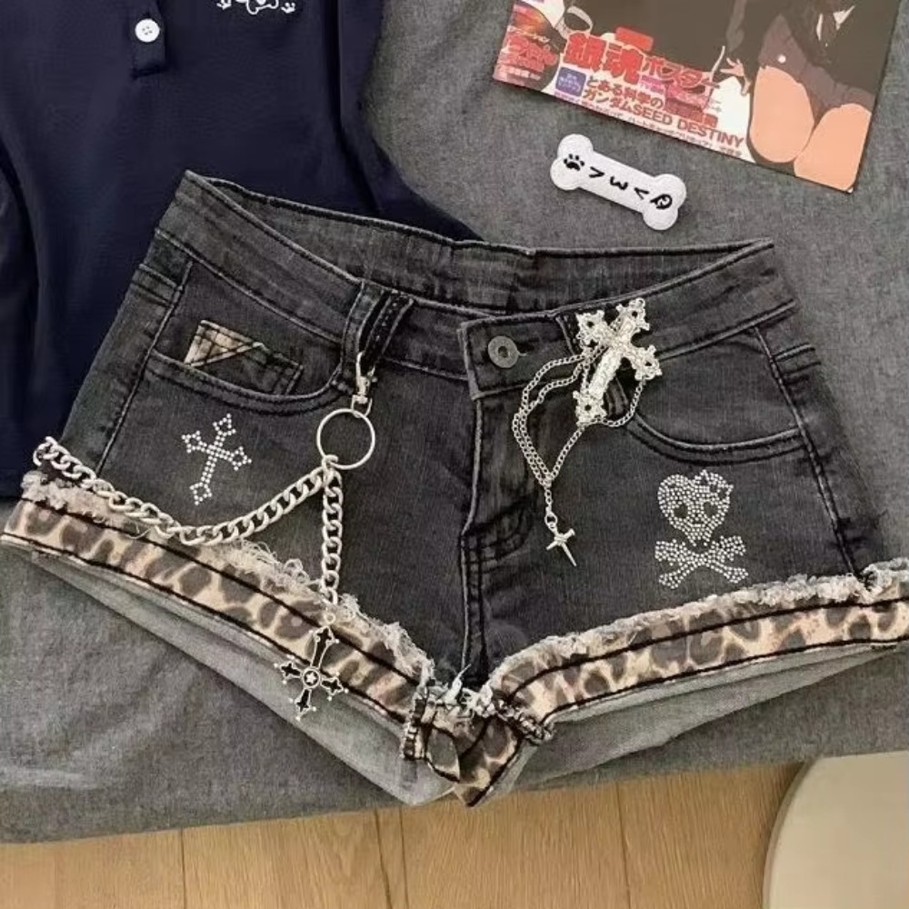 Y2k ヴィンテージデニムショーツファッショナブルな Kpop ホットパンツ 2000 年代の女性の服原宿ストリートシックなトレンディなパッチワークジーンズショートパンツ