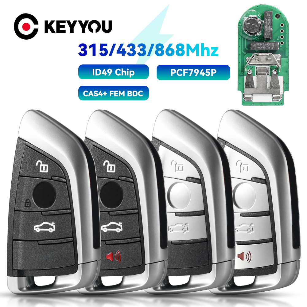 KEYYOU 3/4 ボタン 315 /433 /868MHZ ID49 pcf7945 リモートキーキーレスエントリーフォブ BMW F FEM CAS4 5 7 シリーズ X5 X6 2014