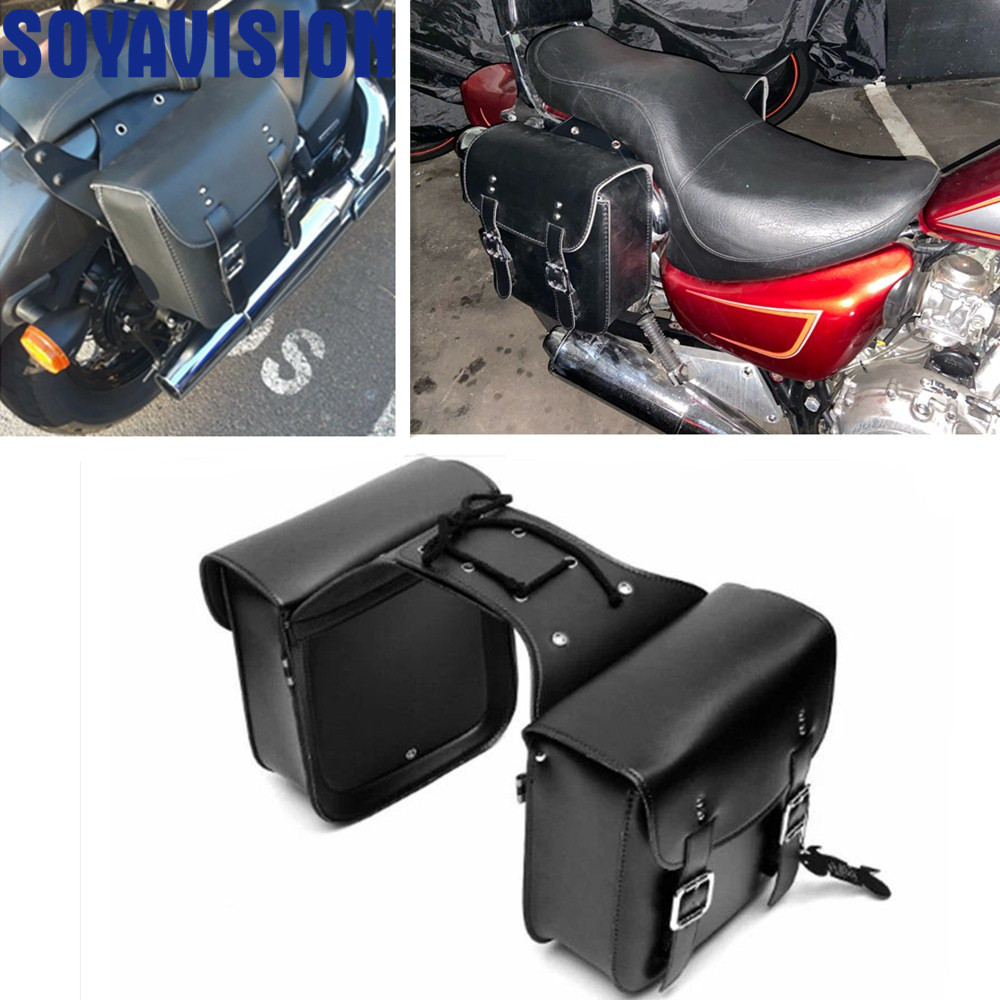 防水 Pu レザーオートバイサドルバッグサイドパニア荷物収納ユニバーサルツールバッグホンダスズキカワサキヤマハ