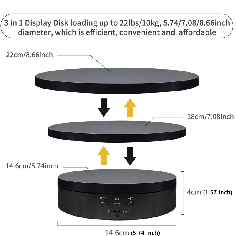 電気回転ビジュアライザー 360 ° ターンテーブル 3 速度規制 USB 充電ディスプレイスタンドビデオ撮影プロップジュエリー靴