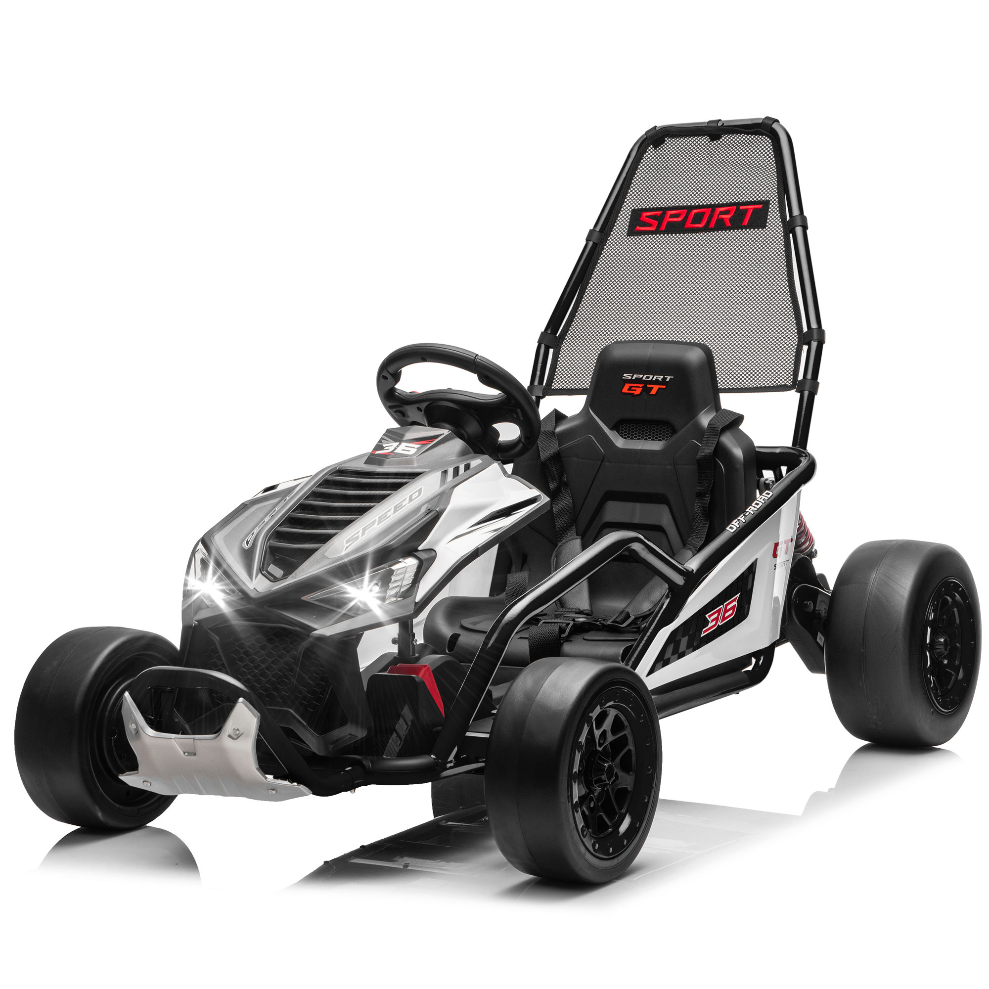 24V 400W 電動キッズライドオンおもちゃ、クレイジーゴーカート、保護ロールケージ付きドリフトカー、EVA フロントタイヤ、リアサスペンション、5-7.5 MPH